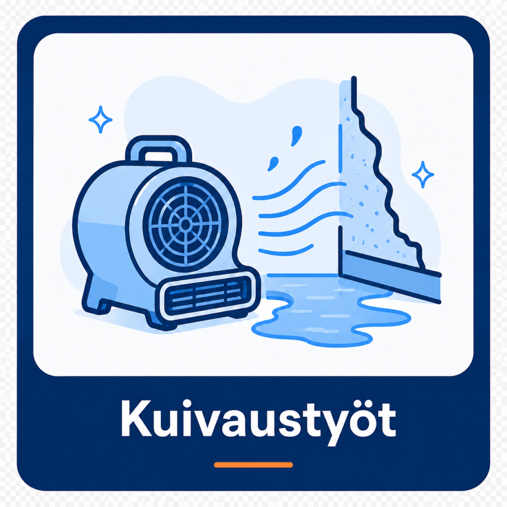 Kuivaustyöt vesivahingon jälkeen